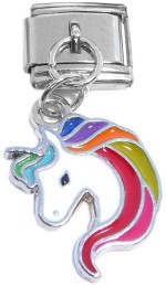 CT8653 Rainbow Unicorn Dangle Italian Charm