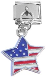 CT8658 Patriotic Flag Star Dangle Italian Charm