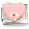 CT8667 Evil Eye Protection Pink Heart Italian Charm