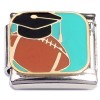 CT8677 Graduation Cap Football Sports Italian Charm