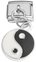 CT8696 Yin Yang Black White Dangle Italian Charm