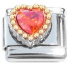 CT8711 Orange Bling Heart Beaded Trim Italian Charm