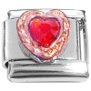 CT8712 Red Bling Heart Rosegold Trim Italian Charm