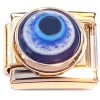 CT8731 Raised Evil Eye Protection Gold Base Italian Charm