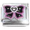 CT8741 Black Pink Bow Italian Charm.