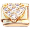 CT8743 Clear Bling Heart Goldtone Base Italian Charm