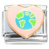 CT8764 Planet Earth Pink Heart Italian Charm