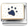 CT8766 Black Paw Print on White Italian Charm.