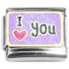 CT8801 I Love You Purple Glitter Italian Charm