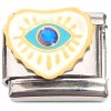 CT8810 All Knowing Evil Eye Blue Burst Gold Heart Italian Charm