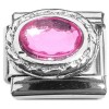 CT8822 Pink Oval Bling Italian Charm