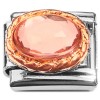 CT8823 Rose Pink Oval Bling Italian Charm