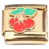 CT8828 Three Cherries Fruit Goldtone Base Italian Charm