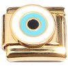 CT8831 Round Evil Eye Protection Gold Base Italian Charm