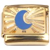 CT8832 Blue Moon Burst Gold Base Italian Charm.