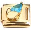 CT8837 Blue Bling Flower Gold Base Italian Charm.