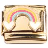 CT8742 Pink Bling Heart Gold Base Italian Charm.