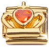 CT8743 Clear Bling Heart Gold Base Italian Charm.