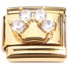 CT8842 Paw Clear Bling Gold Base Italian Charm.