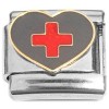 CT8857 Red Nurse Cross on Heart Italian Charm