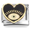 CT8858 Evil Eye Protection Black Heart Italian Charm