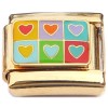 CT8899 Assorted Hearts Goldtone Base Italian Charm