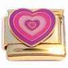 CT8994 Hearts Pink Purple Gold Base Italian Charm