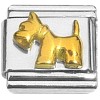 CT9378 Scottish or Westie Terrier Gold Dog Italian Charm.