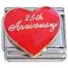 CT9958 25th Anniversary Red Heart Italian Charm