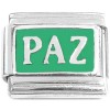 R3045green Paz Spanish Peace on Green Italian Charm