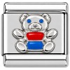 R419 Teddy Bear Blue Red Italian Charm