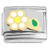 T3021white Cute White Flower Green Leaf Italian Charm