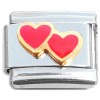 T3068 Two Hearts Red Double Heart Love Italian Charm