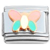 T3085pkbl Butterfly Pink Blue Wings Italian Charm