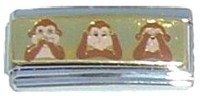 T3127gold Monkeys Say No Hear No See No Evil Superlink Charm