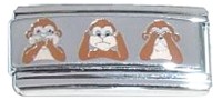 T3127silver Monkeys Say No Hear No See No Evil Superlink Charm