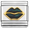 T313black Moody Black Lips Italian Charm