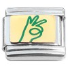 T3164green Ok Hand Sign Gotcha Okay Green Italian Charm