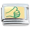 T3166green Thumbs Up Hand Sign Green Italian Charm