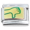 T3167green Thumbs Down Hand Sign Green Italian Charm