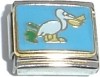 T3249 Pelican Bird on Blue Italian Charm
