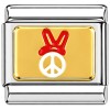 T3250 Peace Signs Red White Italian Charm