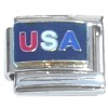 T328 USA Red White Blue Letters Italian Charm