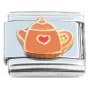 T3294brown Heart Teapot Pot of Tea Brown Italian Charm