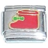 T3349 Red Boot Green Bow Italian Charm
