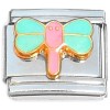 T3555 Dragonfly Pink and Teal Italian Charm