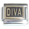 T4023black Diva Black Background Italian Charm