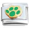T500green Animal Paw Print Green Italian Charm