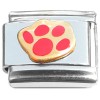 T500red Animal Paw Print Red Italian Charm
