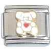 T544white Teddy Bear White with Heart Italian Charm